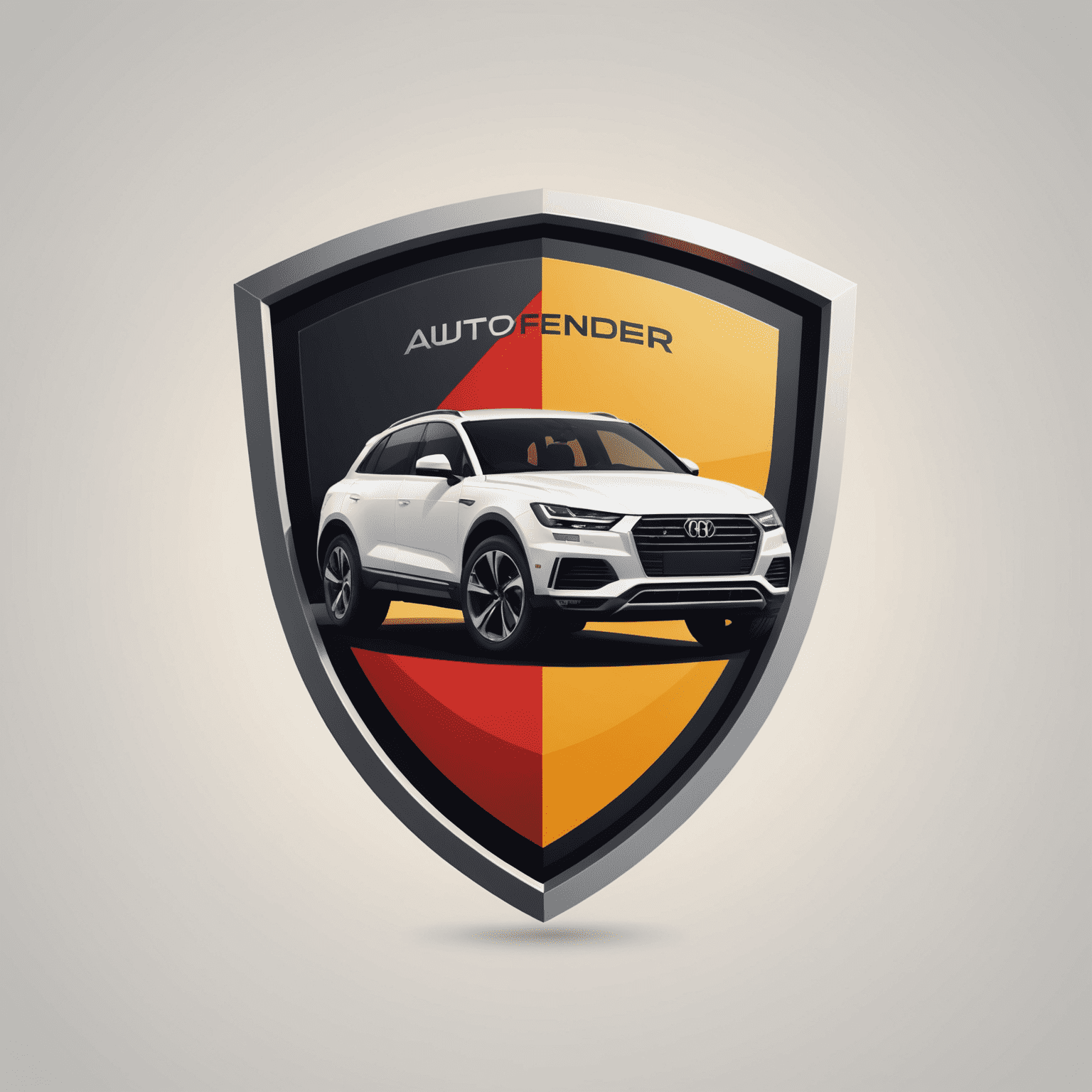 AutoDefender logo: Een modern en minimalistisch ontwerp met een gestileerde auto en een schild, wat veiligheid en bescherming symboliseert