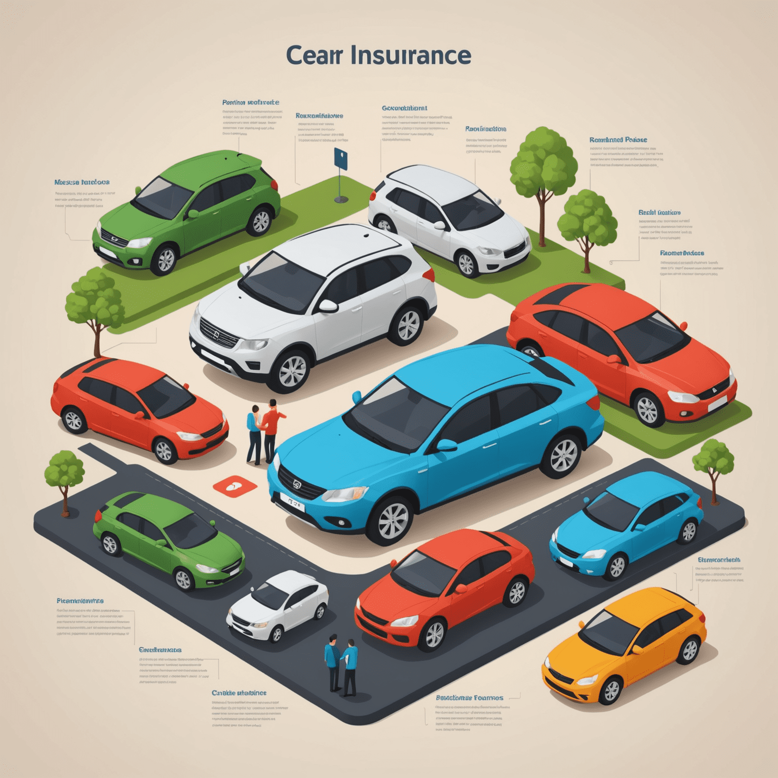 Een grafische weergave van verschillende verzekeringsopties, die de personalisering van autoverzekeringen illustreert